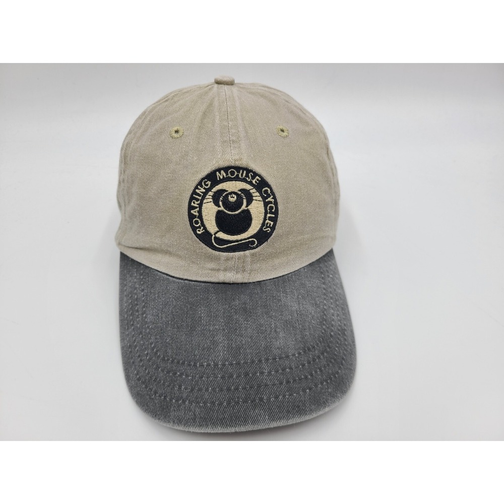 Roaring Mouse Cycles Strapback Adjustable (Seems Small) Hat Cap Men Women Beige